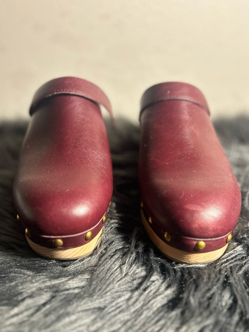 J.Crew Leather Clogs Wooden Heel Slingback Studded Shoes Size 8.5 - Picture 5 of 10